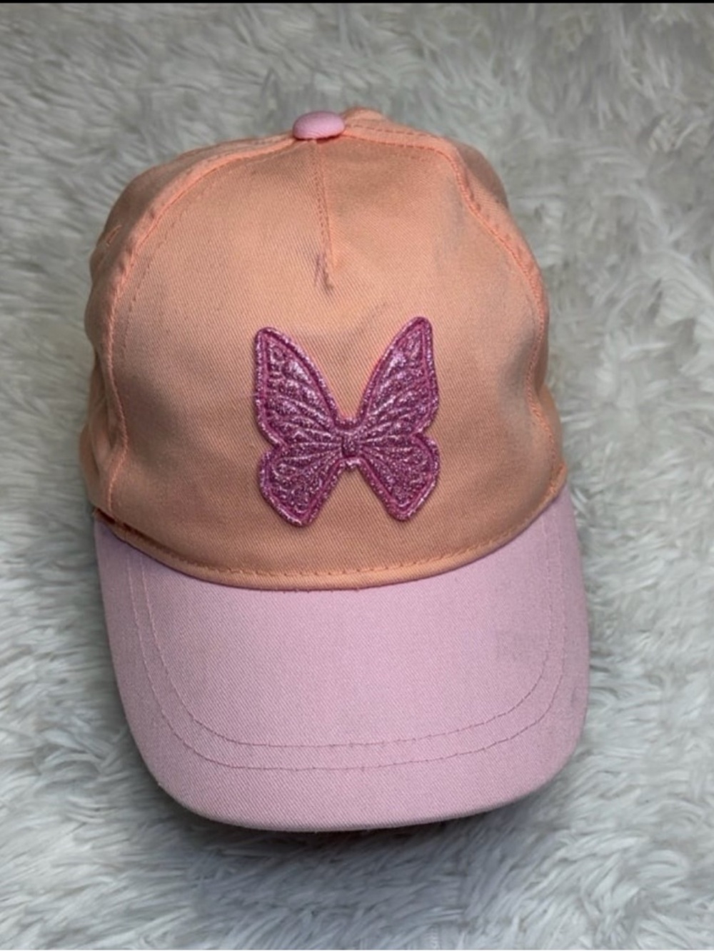 PRIMARK CARE Girls  Butterfly Embroidered Baseball Cap - Pink & Peach NWOT